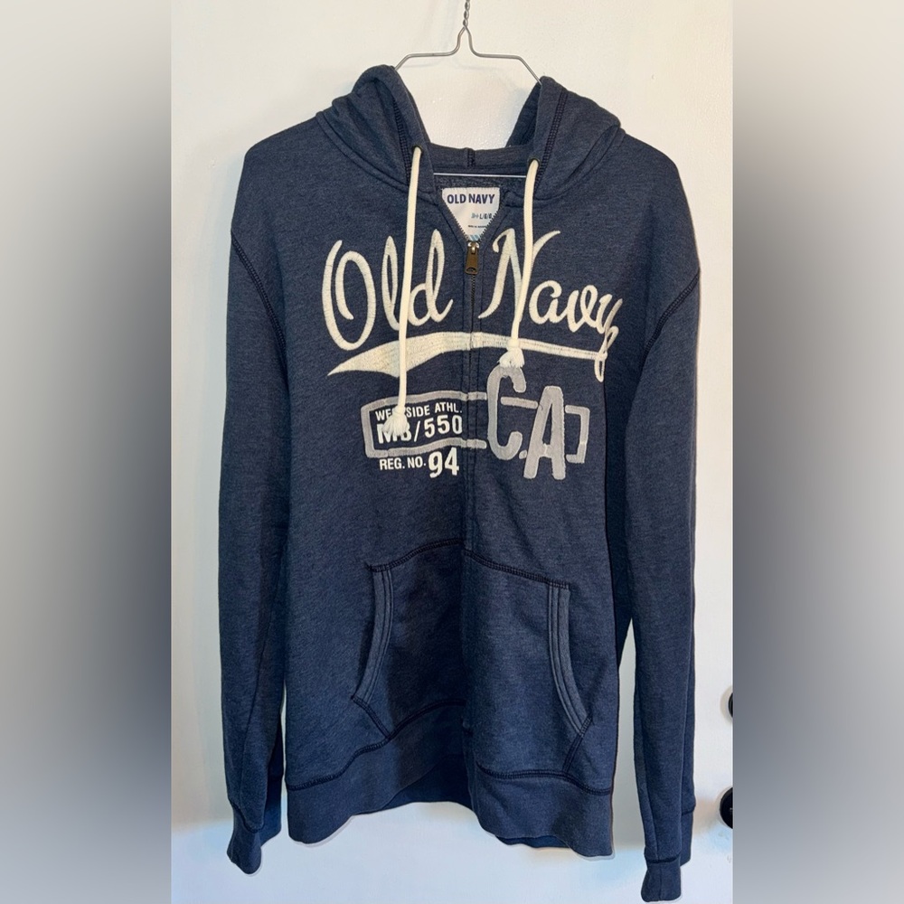 Old Navy Men’s Drawstring Zip Up Hoodie-Size Large-Navy
